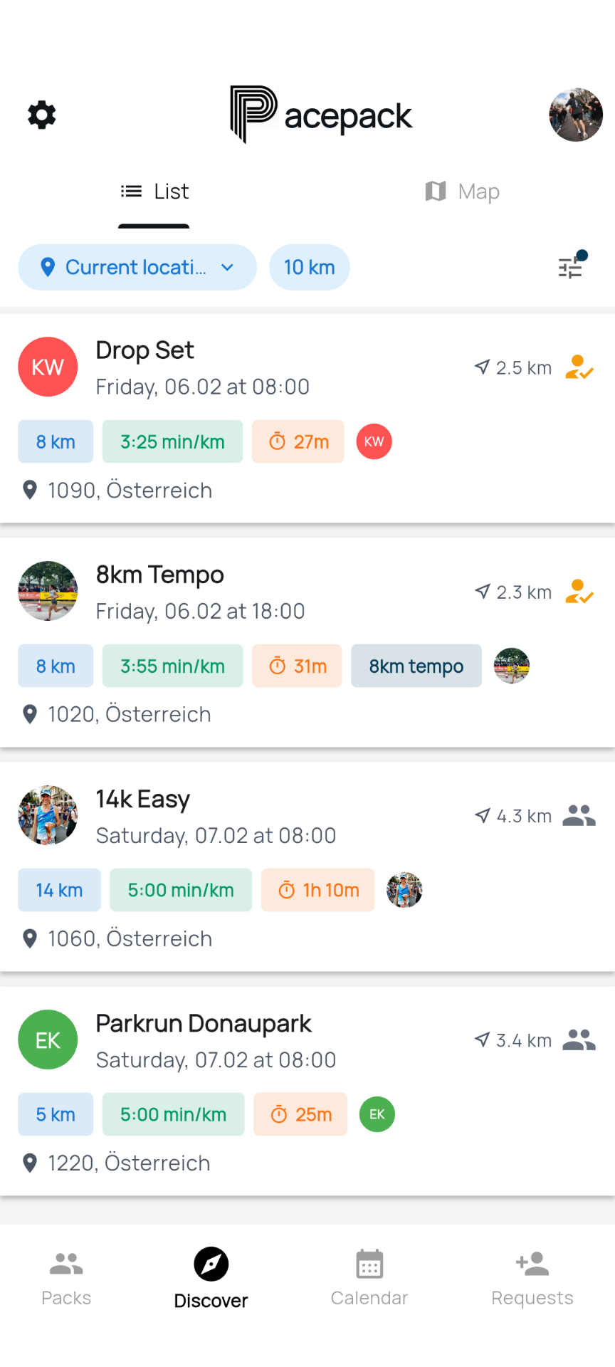 Find runners at your pace